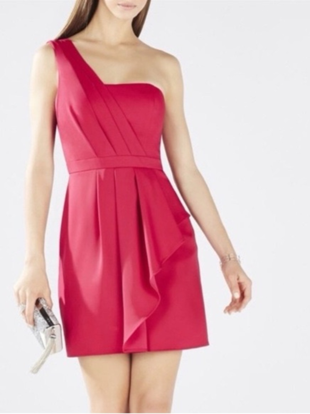 BCBGMAXAZRIA Vanessa Lipstick Red Mini Dress Single Shoulder Party Cocktail Club